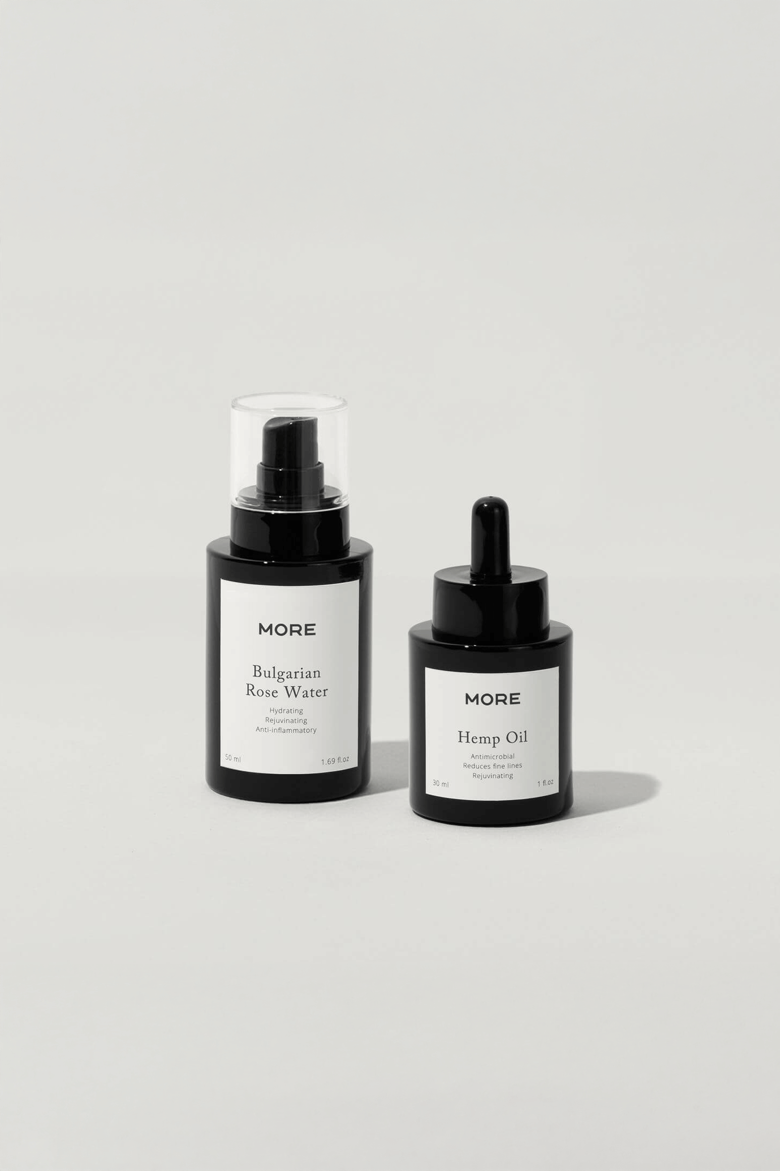 Rose water, Hennepzaad olie DUO. More Natural